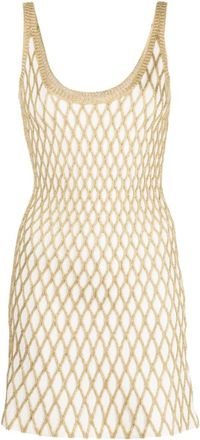 Valentino Scoop-neck Sleeveless Dress - Dames - Korte kleedjes - Wit - M - Polyester - Kleedjes