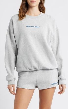 Princess Polly Logo Graphic Crewneck Sweatshirt in Grey at Nordstrom Rack, Size 10