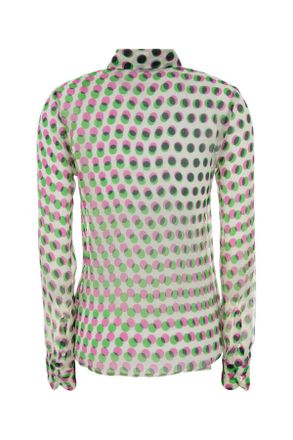 Dries Van Noten Womens Printed Chiffon Cloudy Shirt Ecru Exterior: Silk Camicie