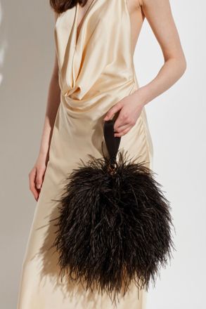 Ferragamo Ostrich Feather Bag, Womens, Brown
