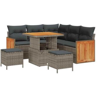 vidaXL Vidaxl - Conjunto De Sof&aacute; De Jard&iacute;n Con Coj&iacute;n 8 Pcs Gris 80 X 80 X 71 Cm