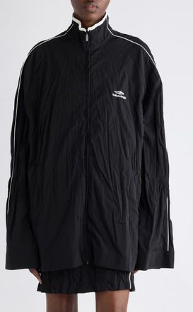 Balenciaga Oversize Track Jacket in 1000 Black at Nordstrom, Size X-Small