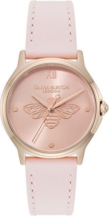 Olivia Burton Classic Bee Leather Strap Watch, 30mm in Blush at Nordstrom
