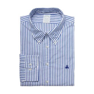Brooks Brothers Milano Slim-fit Sport Shirt - Heren - Zakelijke Overhemden - Blauw - S - Katoen - Overhemden