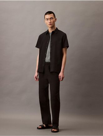 Calvin Klein Mens Linen Cotton Pull-On Pants - Black - XS