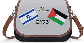 Generic Israel And Palestine Peace Crossbody Bag Womens Handbag PU Message Bags Shoulder Purse with Adjustable Strap