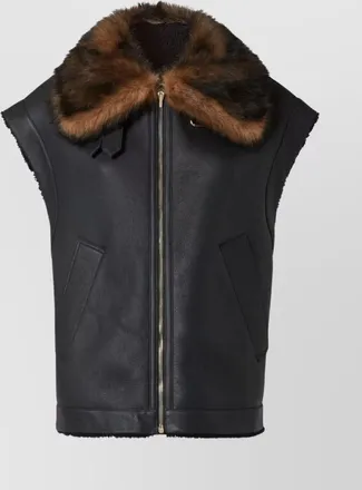 Fendi shearling gilet fur collar
