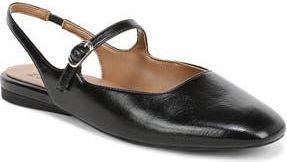 Naturalizer Anikka Slingback Flat in Black Faux Leather at Nordstrom Rack, Size 8.5