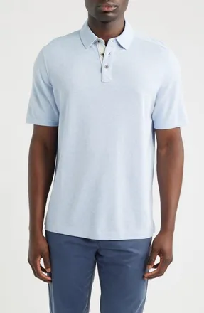 Johnston & Murphy Vintage Slub Polo in Sky Blue at Nordstrom, Size Xxx-Large