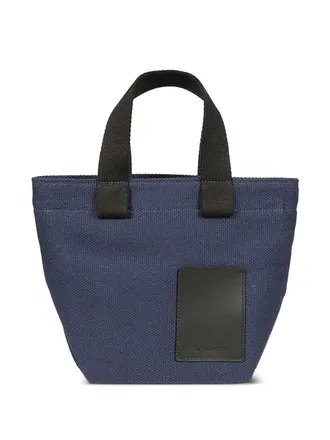 IL BISONTE logo-patch tote bag - women - Fabric/Calf Leather - One Size - Blue