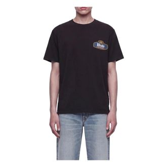 Rhude T-Shirts, male, Black, Size: XL Racing Crest Tee