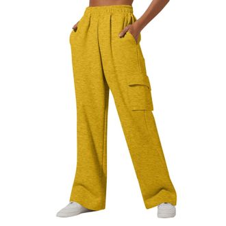 Generic Jogging Bottoms for Women,Womens Wide Leg Sweatpants Casual Jogger Pants Straight Leg Baggy Elastic High Waisted Sport Yoga Pant Plain Loose Tracksuit