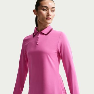 Nike Womens Tour Dri-FIT UV Protection Long-Sleeve Golf Polo in Pink | FZ6281-665