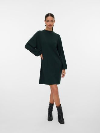 Vero Moda Strickkleid VERO MODA VMNANCY LS FUNNELNECK DRESS GA NOOS, Damen, Gr. XS, N-Gr, scarab, Feinstrick, Obermaterial: 52% Viskose, 28% Polyester, 20% Nylo