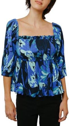 Ciebon Hilo Pleated Babydoll Top in Navy at Nordstrom Rack, Size X-Small