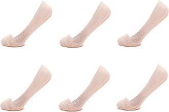 Generic Ladies Anti-slip Lace Liners Invisible Footsies Skin Shoe Thin Lace Sheer Socks Cotton Rich with Silicon Support 1, 3, & 6 Pairs (UK, Numeric, 4, 8, R