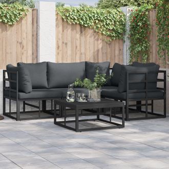 Berkfield Home Garden Sofa Set 5 pcs Black 70 x 70 x 32 cm Aluminium