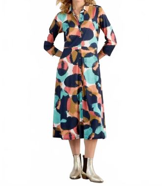 White Stuff Rua Jersey Shirt Dress In Navy Multi