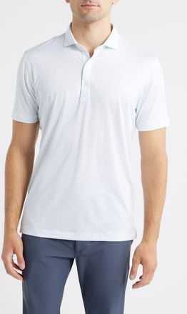 Johnnie-O Marina Palm Tree Print Performance Jersey Polo in Maliblu at Nordstrom, Size Xx-Large