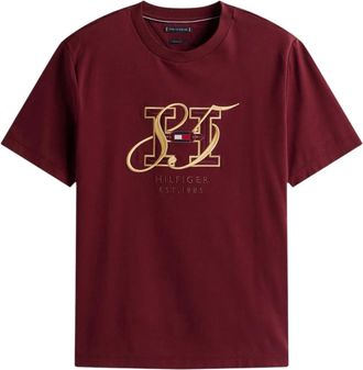 Tommy Hilfiger Tops, Heren, Rood, XL, Katoen, Diwali Interlock HBS