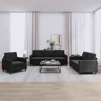 vidaXL Juego De Sof&aacute;s 3 Piezas Terciopelo Negro Vidaxl