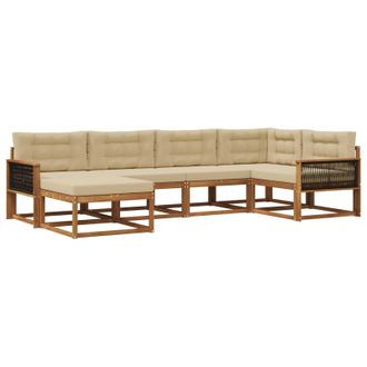 vidaXL Conjunto De Sof&aacute;s De Exterior Con Coj&iacute;n 6 Pcs Natural Y Beige Vidaxl