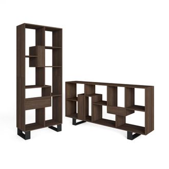 Skraut Home Librer&iacute;a efecto madera roble oscuro 67x31x174cm con patas