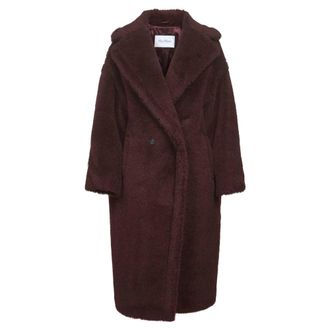 Max Mara Double-Breasted Coats, female, Red, Size: XS Cherry Red Wool Alpaca Coat