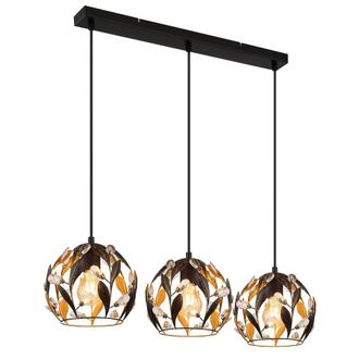 Netlighting Mika Bar Pendant Ceiling Light Matt Black 3x E27