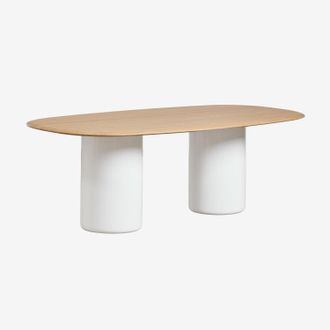 Sklum Mesa De Comedor Ovalada En Mdf Y Cemento Lysander Sklum