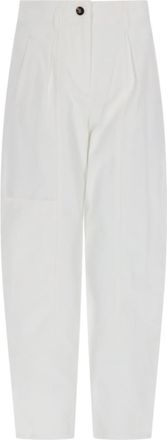 Max Mara White Tapered Flat Front Pants