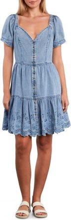 Wash Lab Denim Ruby Eyelet Tiered Denim Midi Dress in Denim Dream at Nordstrom, Size X-Small