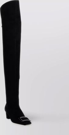 Roger Vivier tall buckle block heel square toe boots