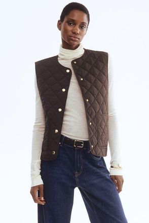 H&M Quilted Gilet in Dark Brown at Nordstrom, Size Xx-Small