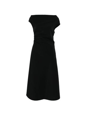 Parosh Black Boat Neck Midi Dress