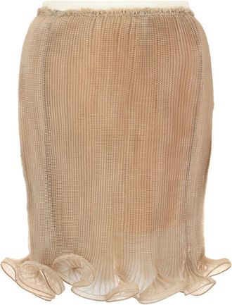 Givenchy Pleated Mini Skirt W Ruffled Bot