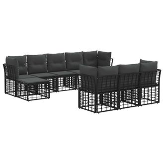 vidaXL Conjunto De Sof&aacute;s De Exterior Negro Y Gris Oscuro Poli&eacute;ster Vidaxl