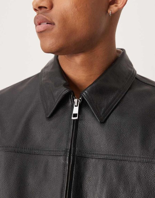 Asos Blouson Harrington de qualité supérieure en cuir véritable