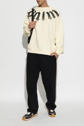 Palm Angels Cotton Sweatshirt With Print, Mens, Yellow