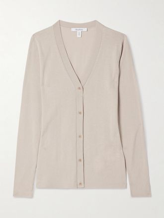 Max Mara Cardigan In Misto Cotone E Seta - Neutri