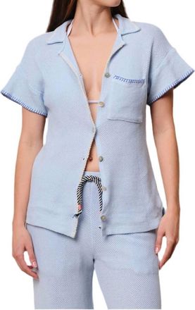 Sundry Mesh Camp Short Sleeve Shirt In Chambray