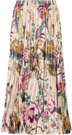 Roberto Cavalli Midi Rok met Ori&euml;ntaalse Vogelprint - Dames - Midirokken - Veelkleurig - M - Rokken