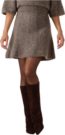Second Female Bruine Gebreide Rok voor Stijlvolle Dagen - Dames - Korte rokken - Bruin - XL - Rokken