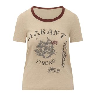 Isabel Marant Kiliann Tee - Dames - Tops - Beige - Maat: M Linnen