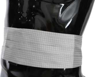 Dolce & Gabbana Gray Patterned Waist Belt Silk Mens Cummerbund