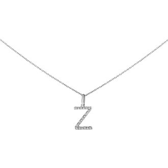 House of Brilliance Sterling Silver Diamond Accent C Initial Pendant Necklace