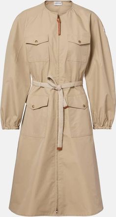 Moncler Belted cotton-blend poplin midi dress