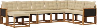 vidaXL Conjunto De Sof&aacute;s De Exterior 8 Uds. Natural Y Beige Vidaxl