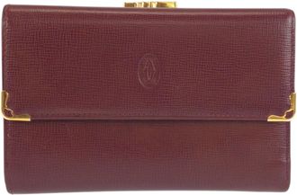Cartier Bordeaux Wine Red Leather Wallet (Tri-Fold) (Pre-Owned)