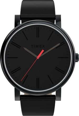 Timex OG 42mm Leather Strap Watch in Black at Nordstrom